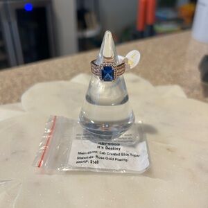 NEW Blue Topaz Rose Gold Ring